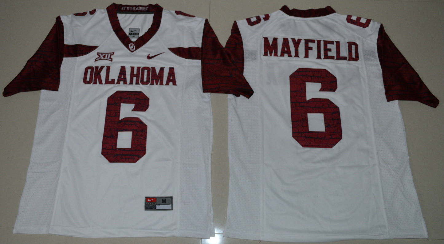 Baker Mayfield 6 White 2016 College Football Jersey football jersey product view 1
