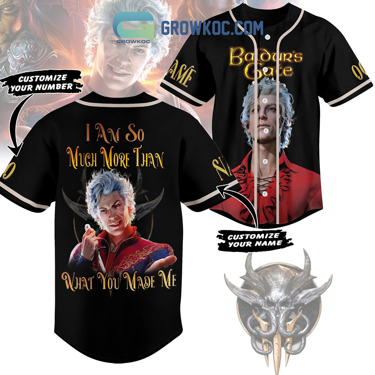 Baldur’s Gate I Am So Much More Than What You Made Me Personalized Baseball Jersey baseball jersey product view 1