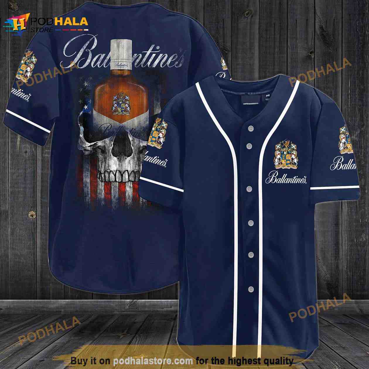 Ballantine Beer 3D Baseball Jersey baseball jersey product view 1