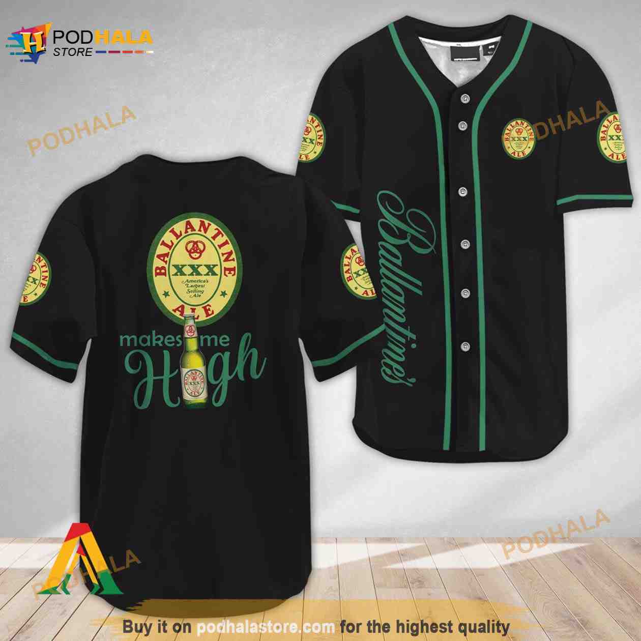 Ballantines Make Me High 3D Baseball Jersey baseball jersey product view 1