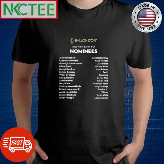 Ballon D’or Tm 2025 Men’s Ballon D’or Nominees shirt Unisex T-shirt, Sweatshirt, Hoodie, Long Sleeve Tee - T-Shirt, Sweatshirt, Hoodie