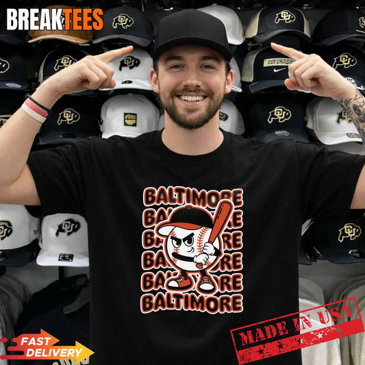 Baltimore Baseball Retro Mascot Shirt Unisex T-shirt, Sweatshirt, Hoodie, Long Sleeve Tee - T-Shirt, Sweatshirt, Hoodie