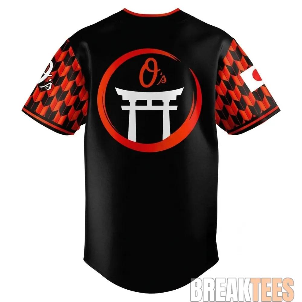 Baltimore Orioles 2026 Japanese Heritage Night Baseball Jersey Dark baseball jersey product view 2