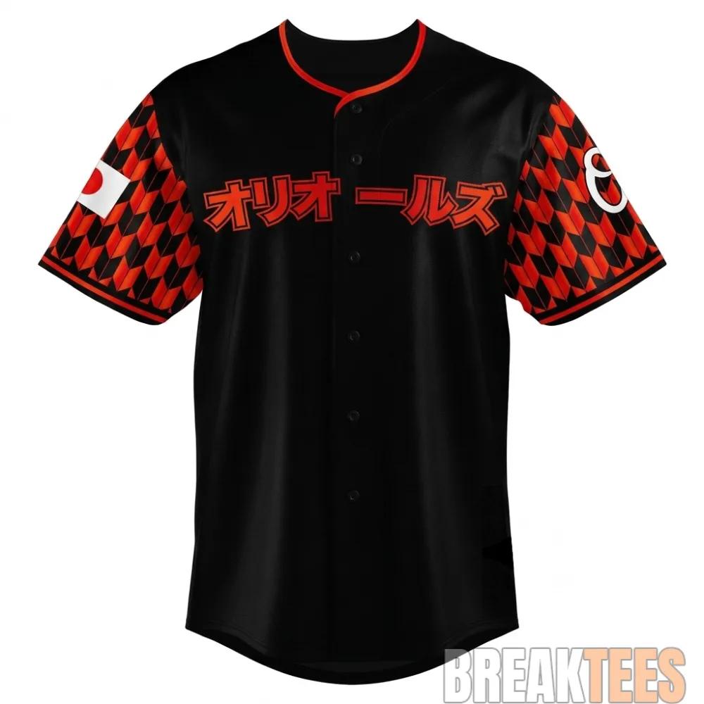 Baltimore Orioles 2026 Japanese Heritage Night Baseball Jersey Dark baseball jersey product view 3