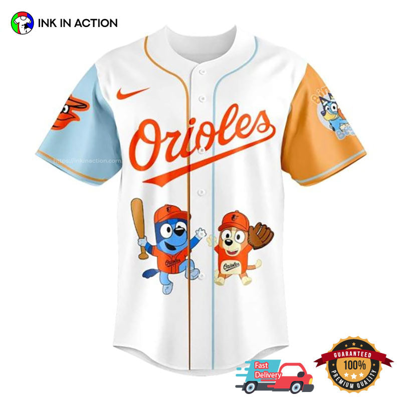 Baltimore Orioles Bluey And Bingo Baseball Jersey baseball jersey product view 3