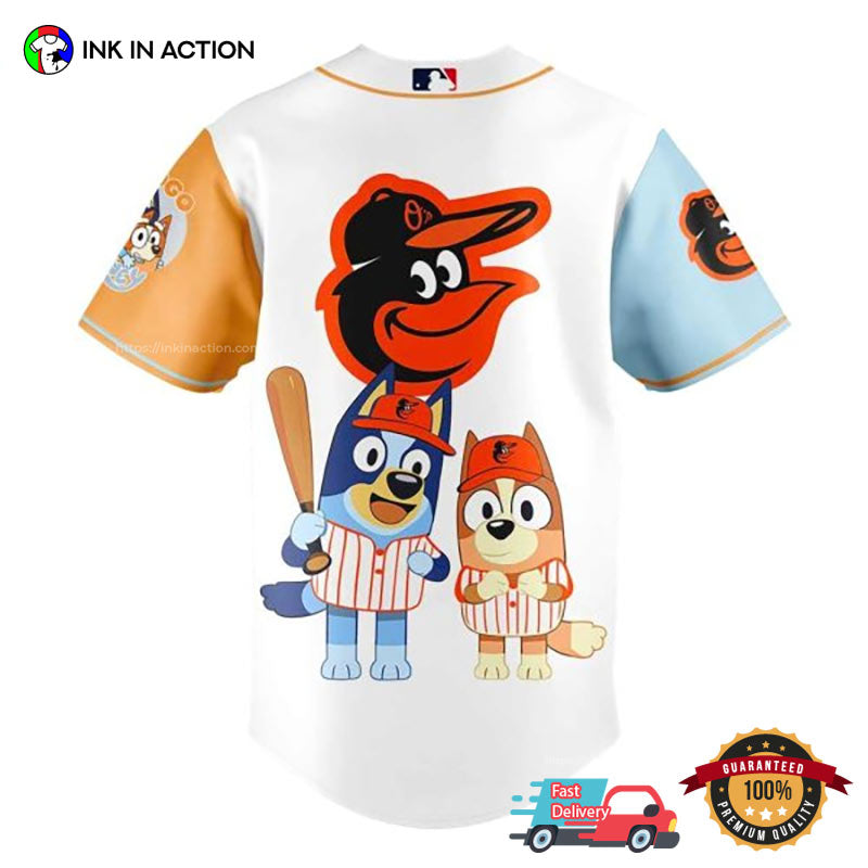 Baltimore Orioles Bluey And Bingo Baseball Jersey baseball jersey product view 2