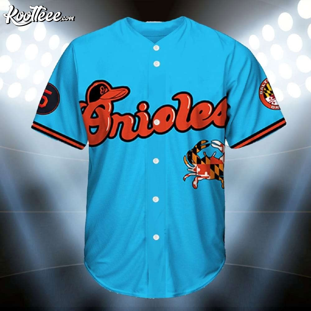 Baltimore Orioles Crab Vapor Blue Baseball Jersey baseball jersey product view 2