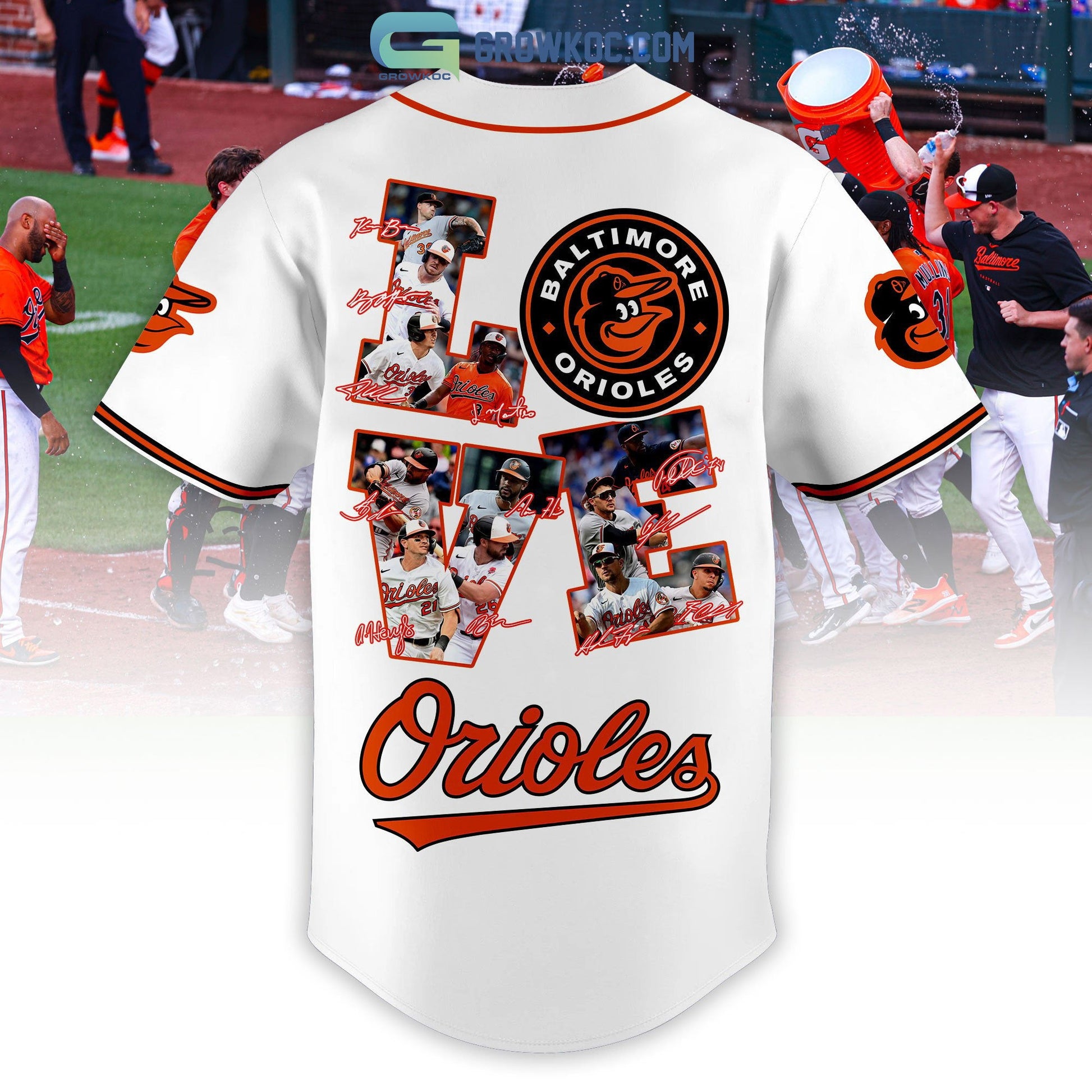 Baltimore Orioles Love Team Personalized Baseball Jersey baseball jersey product view 3