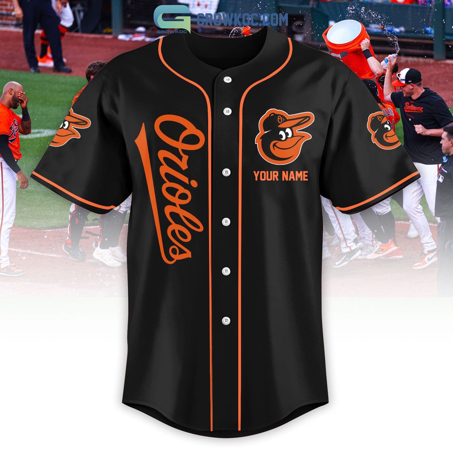 Baltimore Orioles Love Team Personalized Black Design Baseball Jersey baseball jersey product view 2