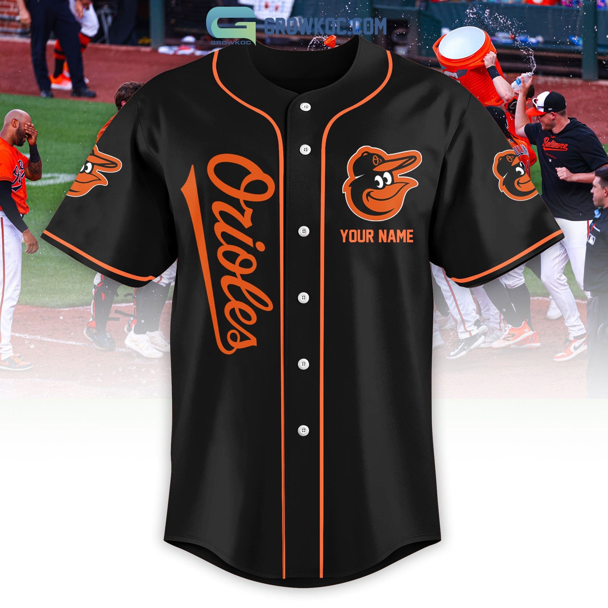 Baltimore Orioles Love Team Personalized Black Design Baseball Jersey baseball jersey product view 2