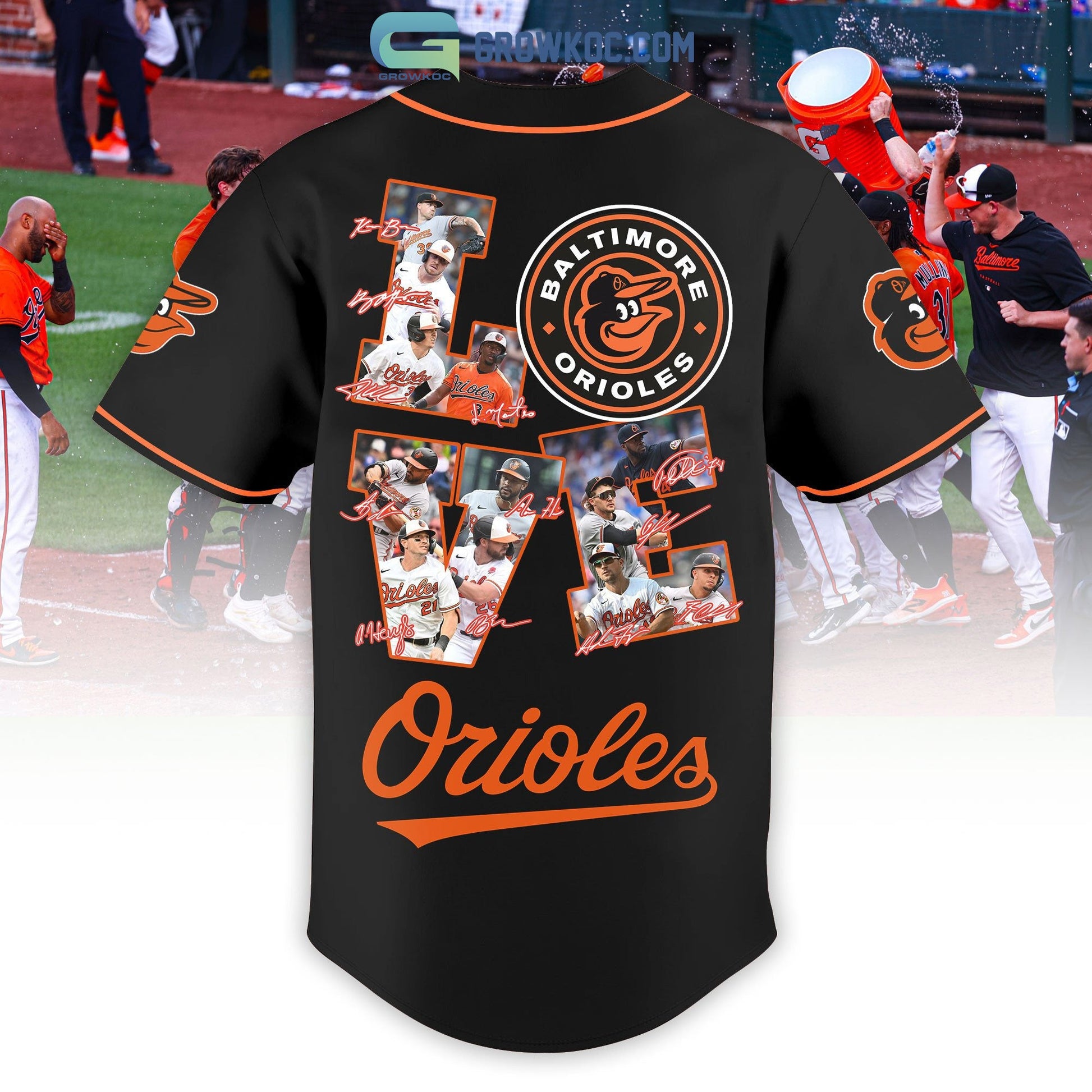 Baltimore Orioles Love Team Personalized Black Design Baseball Jersey baseball jersey product view 3