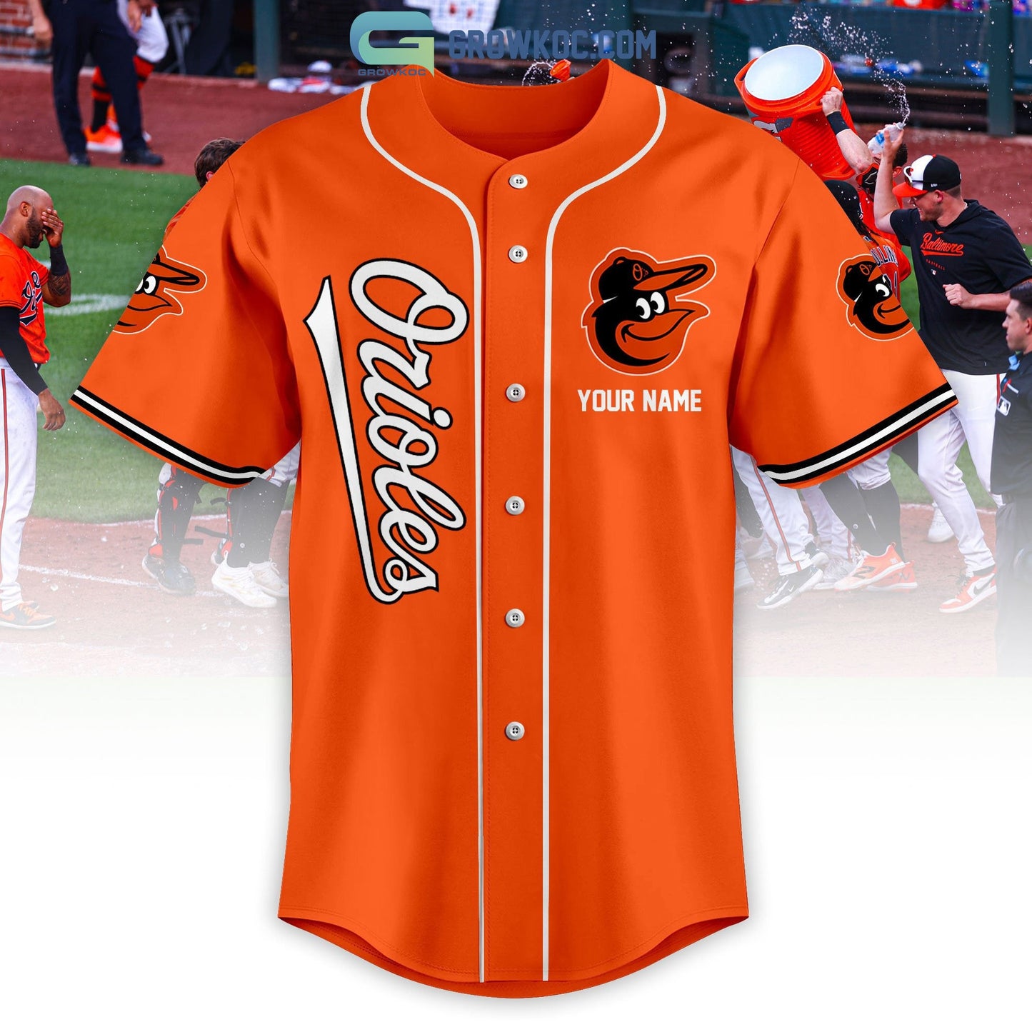 Baltimore Orioles Love Team Personalized Orange Design Baseball Jersey baseball jersey product view 2
