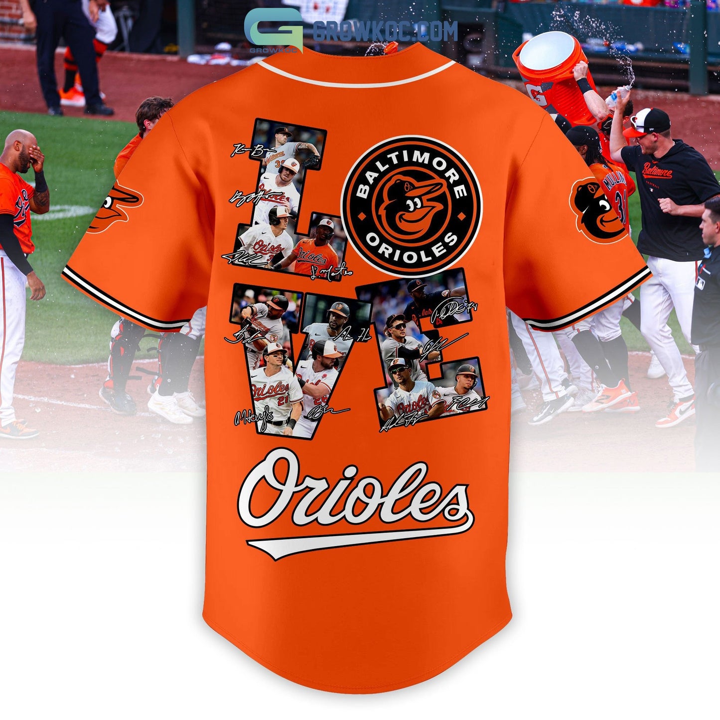 Baltimore Orioles Love Team Personalized Orange Design Baseball Jersey baseball jersey product view 3