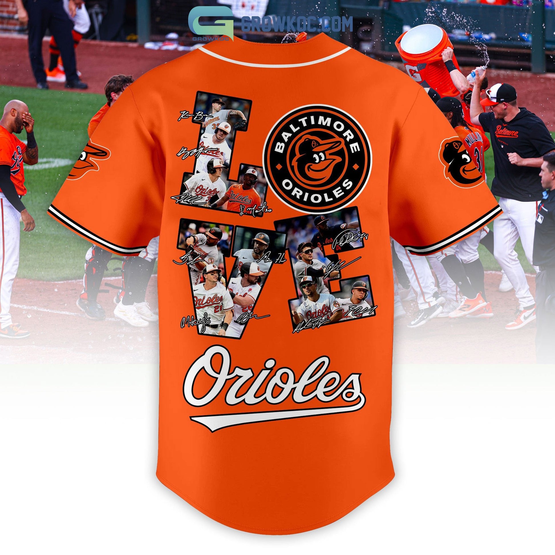 Baltimore Orioles Love Team Personalized Orange Design Baseball Jersey baseball jersey product view 3
