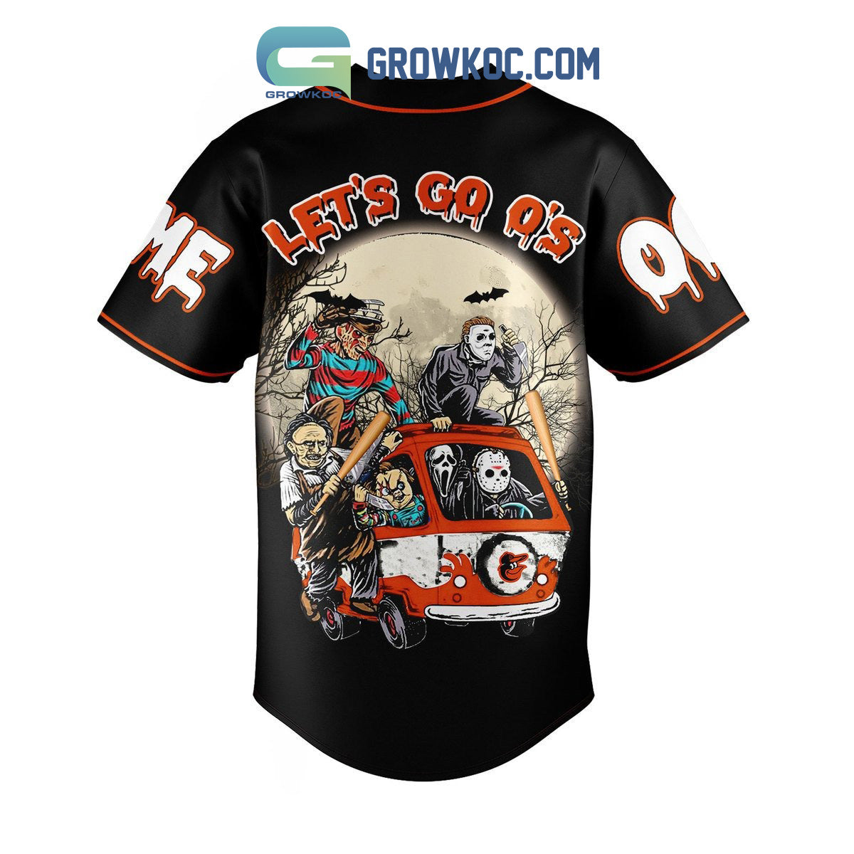 Baltimore Orioles Mix Horror Movies Halloween Let Go O’s Personalized Baseball Jersey baseball jersey product view 3
