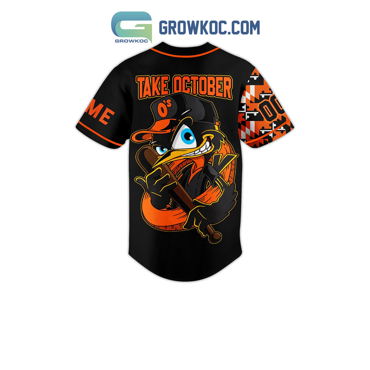 Baltimore Orioles Take October Mascot O’s Personalized Baseball Jersey baseball jersey product view 3