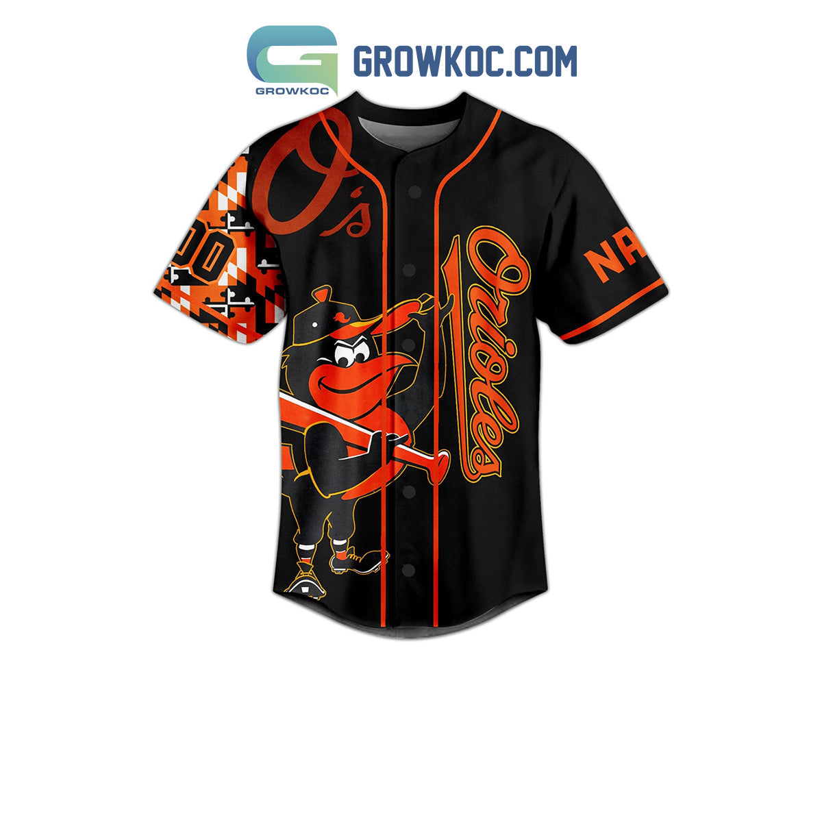 Baltimore Orioles Take October Mascot O’s Personalized Baseball Jersey baseball jersey product view 2