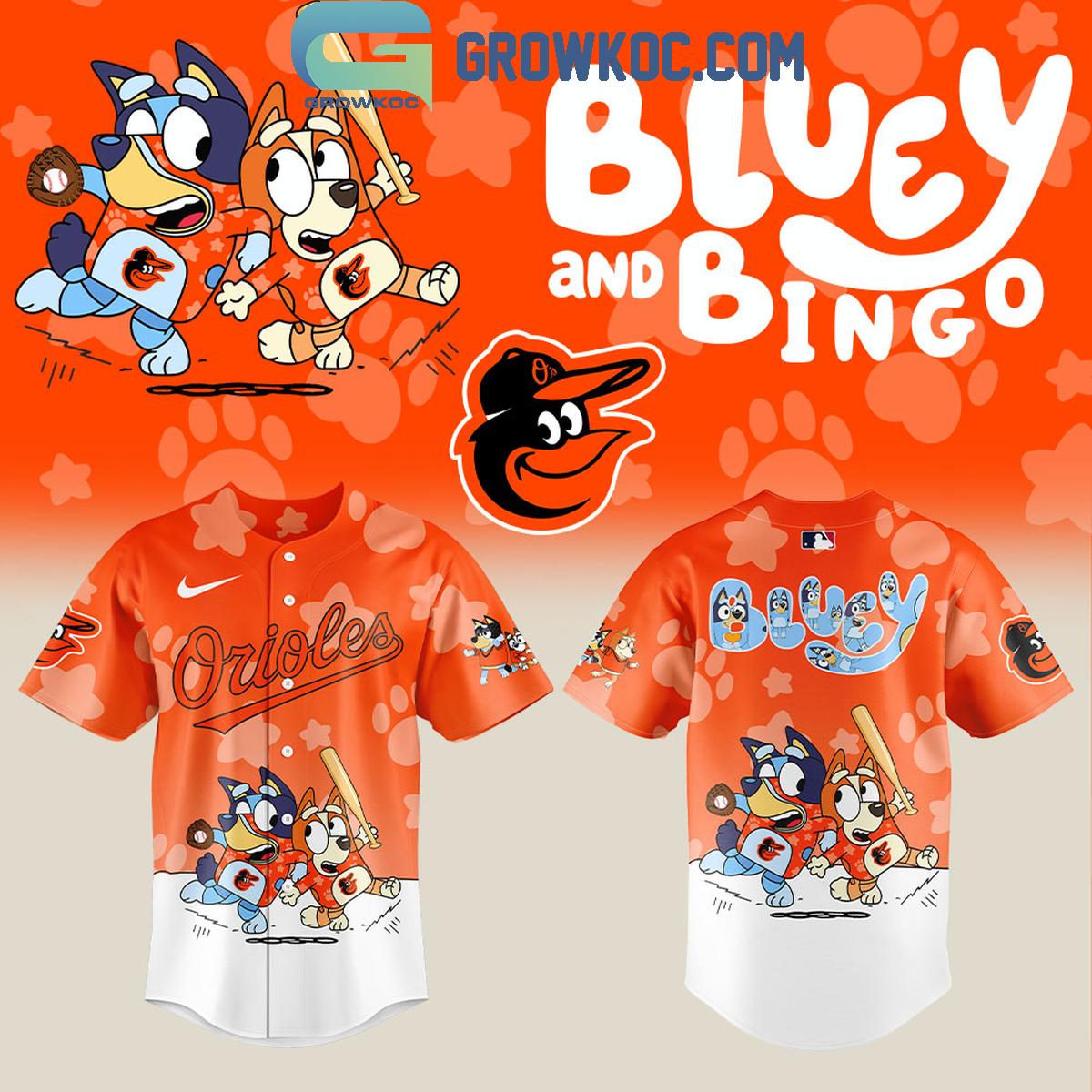 Baltimore Orioles x Bluey and Bingo Baseball Jersey baseball jersey product view 1