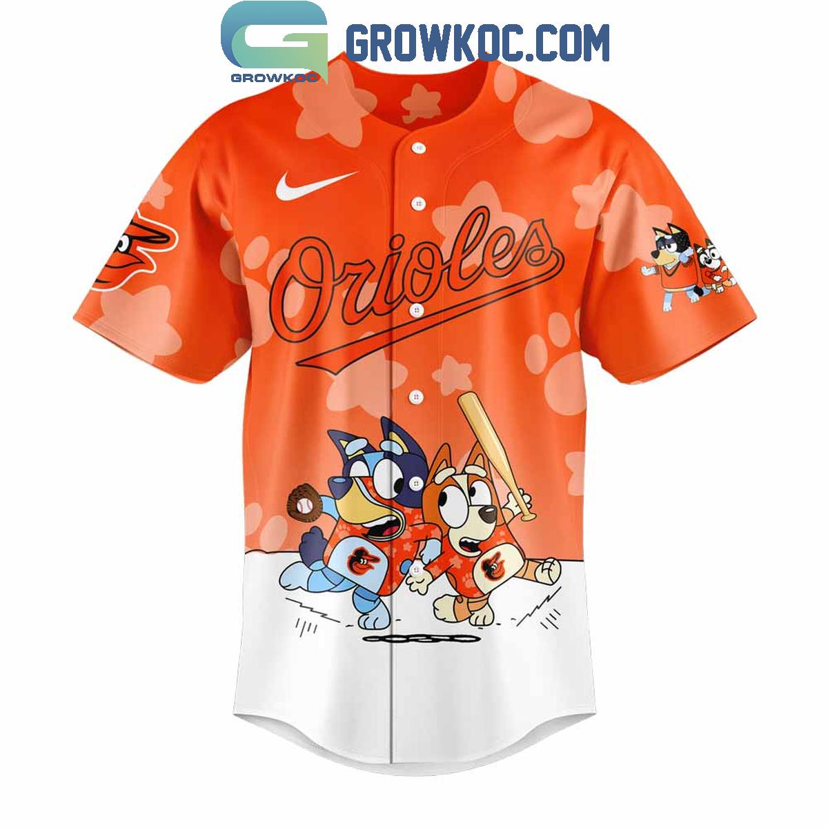 Baltimore Orioles x Bluey and Bingo Baseball Jersey baseball jersey product view 2