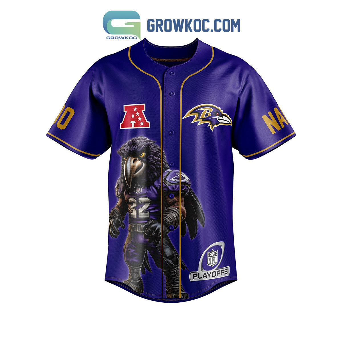Baltimore Ravens AFC North Champions Personalized Baseball Jersey baseball jersey product view 3