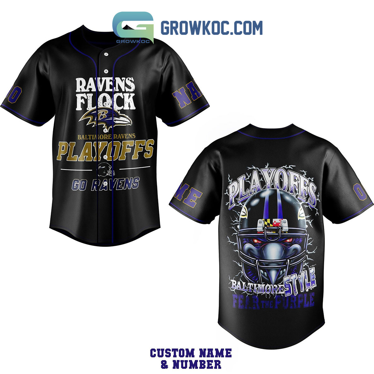 Baltimore Ravens Playoffs Baltimore Style Personalized Baseball Jersey baseball jersey product view 1