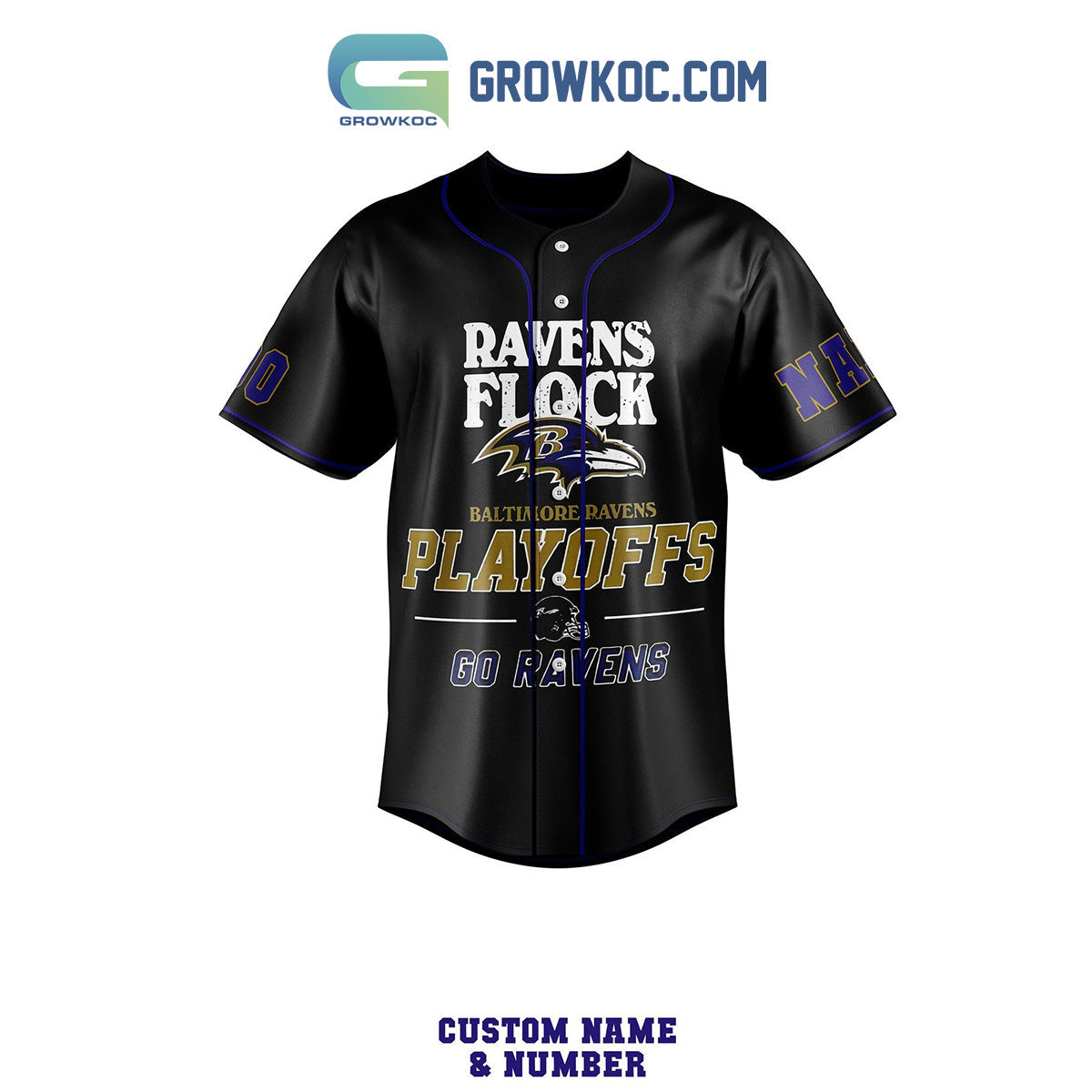 Baltimore Ravens Playoffs Baltimore Style Personalized Baseball Jersey baseball jersey product view 2