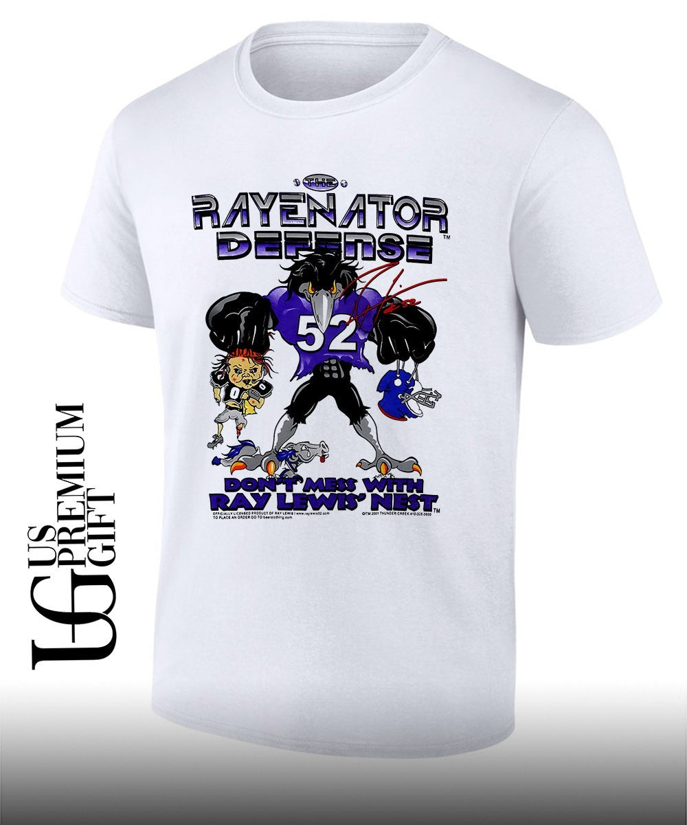Baltimore Ravens Ray Lewis Rayenator Defense caricature signature shirt Unisex T-shirt, Sweatshirt, Hoodie, Long Sleeve Tee - T-Shirt, Sweatshirt, Hoodie