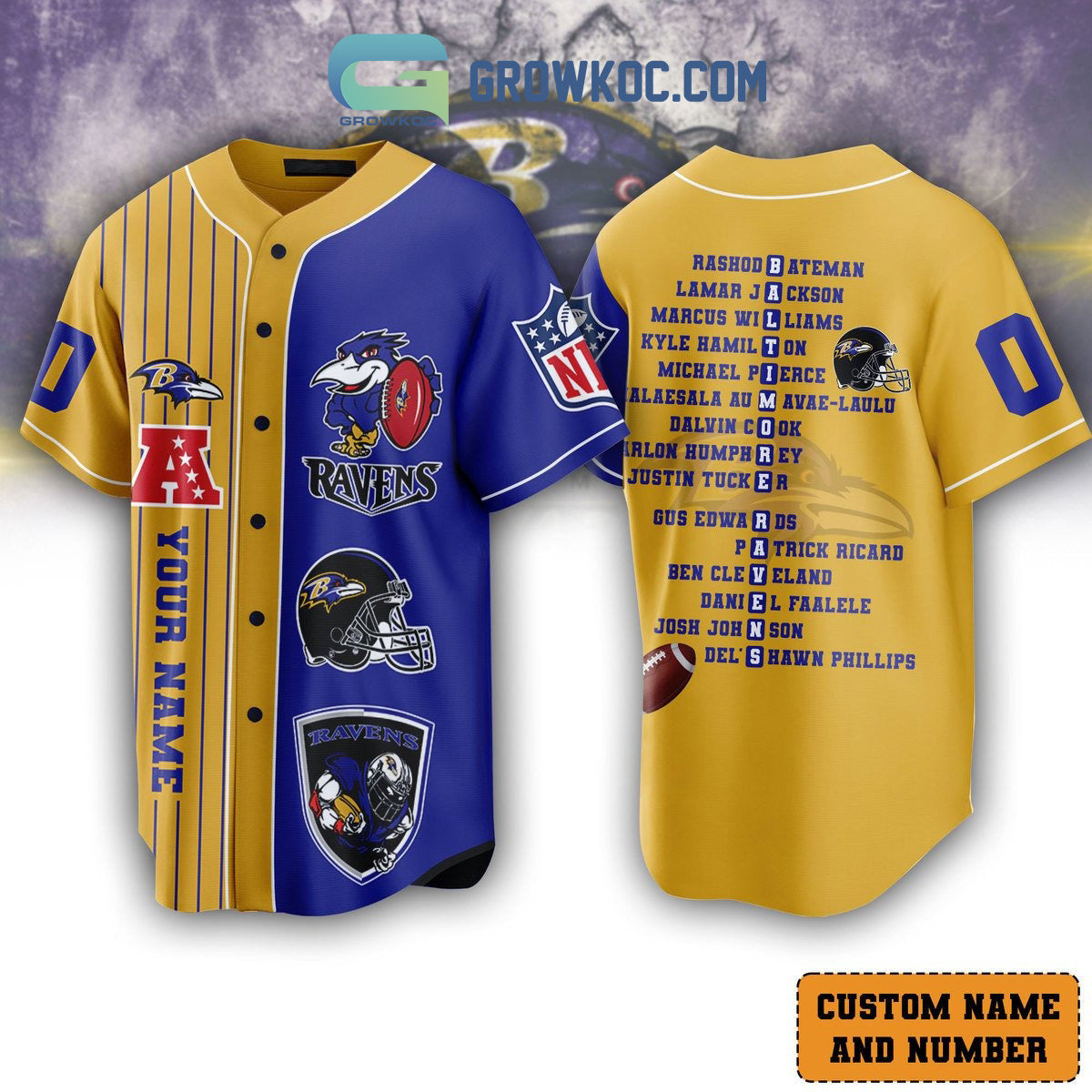 Baltimore Ravens The Champions Team Personalized Baseball Jersey baseball jersey product view 1