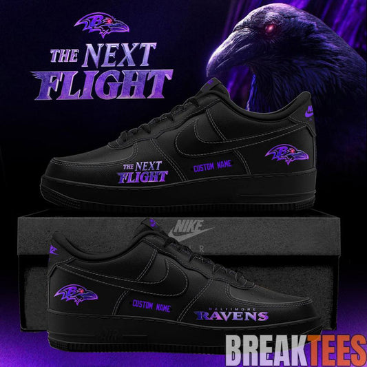 Baltimore Ravens The Next Flight 2026 Custom Air Force 1 Sneaker Unisex T-shirt, Sweatshirt, Hoodie, Long Sleeve Tee - T-Shirt, Sweatshirt, Hoodie