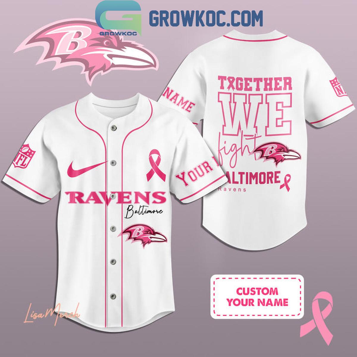 Baltimore Ravens Together We Fight Breast Cancer Personalized Baseball Jersey baseball jersey product view 1