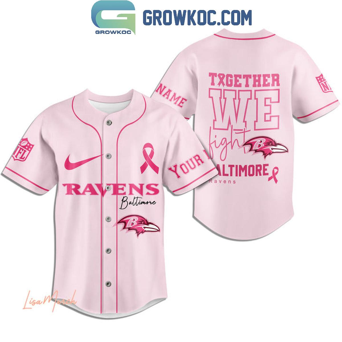 Baltimore Ravens Together We Fight Breast Cancer Personalized Baseball Jersey baseball jersey product view 4