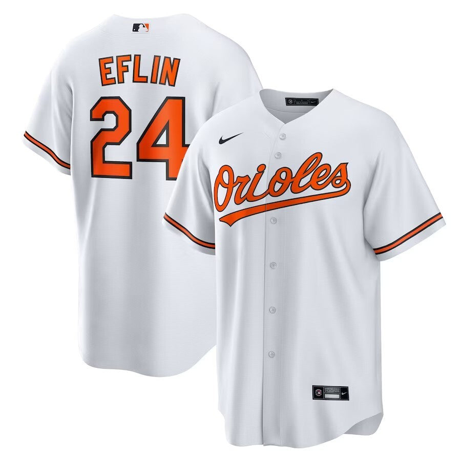 Baltimore Orioles #24 Zach Eflin Home Replica Jersey - White Style 1 Baseball Jersey baseball jersey product view 1