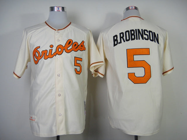 Baltimore Orioles #5 Orioles 5 Off-White Retro 1970 Baseball Jersey baseball jersey product view 1