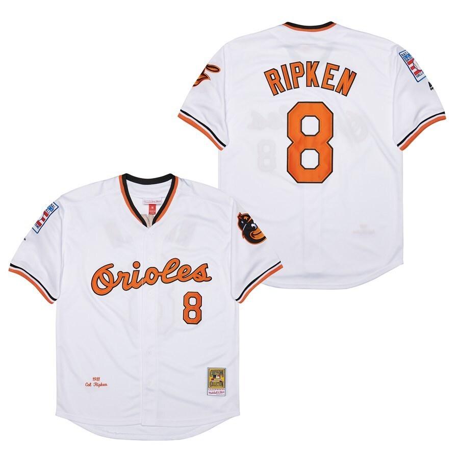 Baltimore Orioles #8 Cal Ripken Jr. Orioles 8 White 1981 Edition Retro Baseball Jersey baseball jersey product view 1