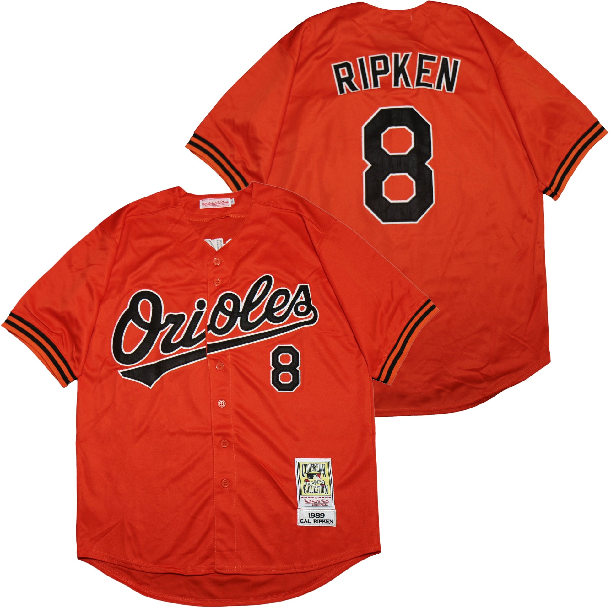 Baltimore Orioles #8 Cal Ripken Orioles 8 Orange 1989 Retro Baseball Jersey baseball jersey product view 1