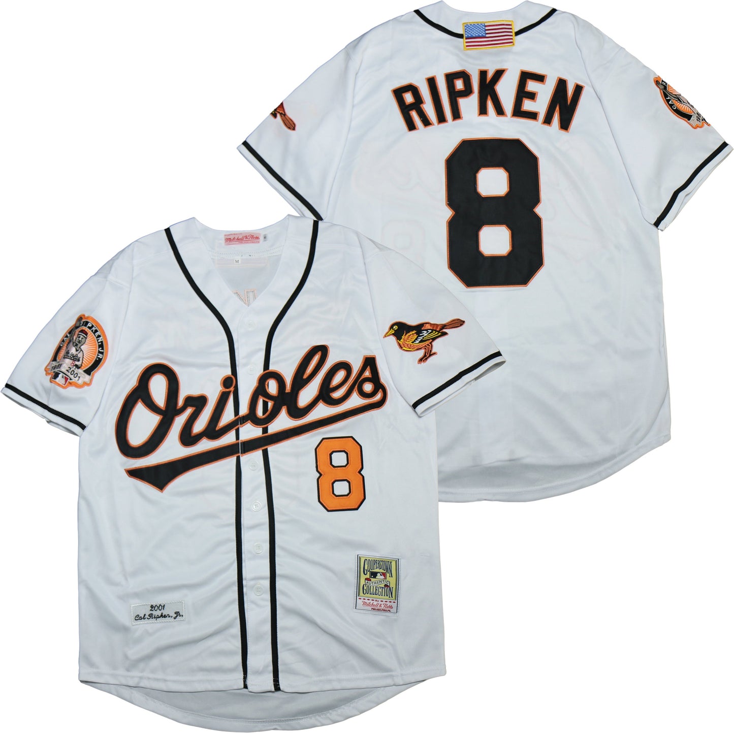 Baltimore Orioles #8 Cal Ripken Orioles 8 White 2001 Retro Baseball Jersey baseball jersey product view 1