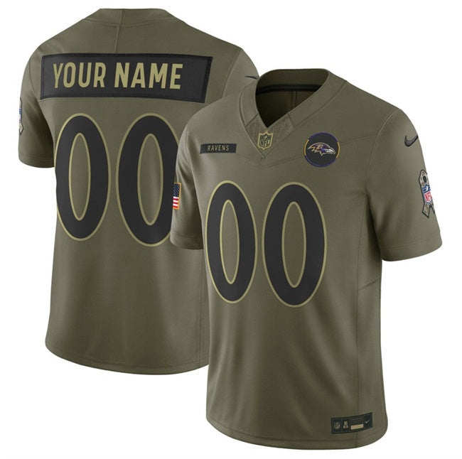 Baltimore Ravens Active Player Custom Olive 2025 F.U.S.E. Salute to Service Style 1 Football Jersey football jersey product view 1