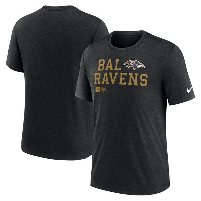 Baltimore Ravens Black Overlap Lockup Tri-Blend T-Shirt Football Jersey football jersey product view 1