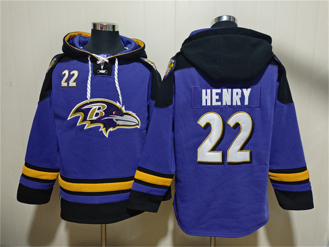 Baltimore Ravens #22 Derrick Henry Ageless Must-Have Lace-Up Pullover Hoodie Football Jersey football jersey product view 1