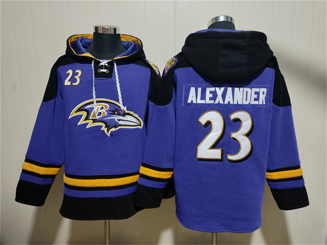 Baltimore Ravens #23 Jaire Alexander Ageless Must-Have Lace-Up Pullover Hoodie Football Jersey football jersey product view 1