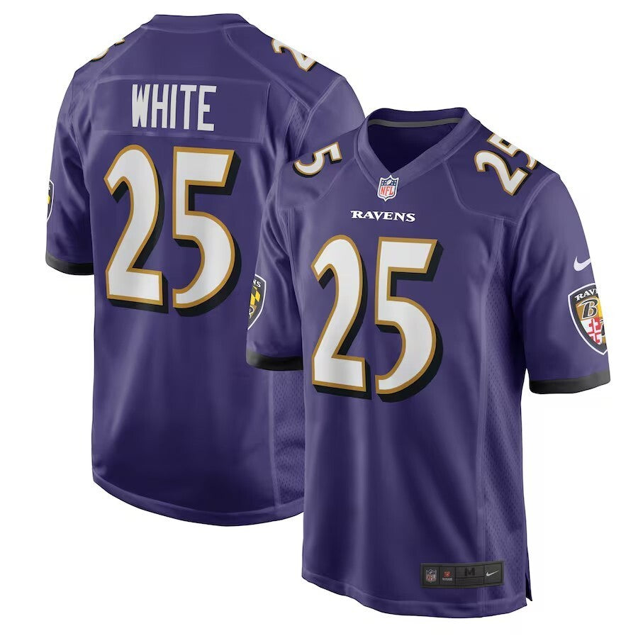 Baltimore Ravens #25 Tre'Davious White Team Game Jersey - Purple Football Jersey football jersey product view 1