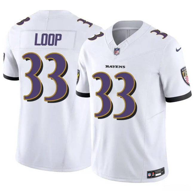 Baltimore Ravens #33 Tyler Loop White 2025 F.U.S.E. Vapor Limited Football Jersey football jersey product view 1