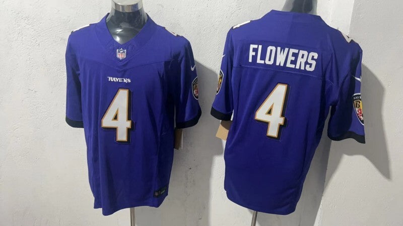 Baltimore Ravens #4 Zay Flowers Style 1 Football Jersey football jersey product view 1