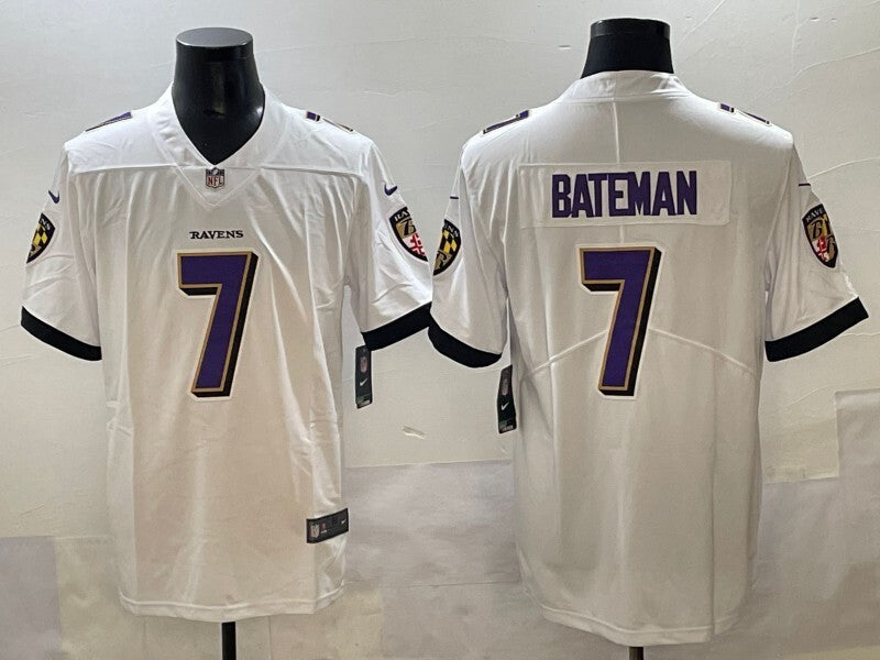 Baltimore Ravens #7 Rashod Bateman Ravens V2 Football Jersey football jersey product view 1