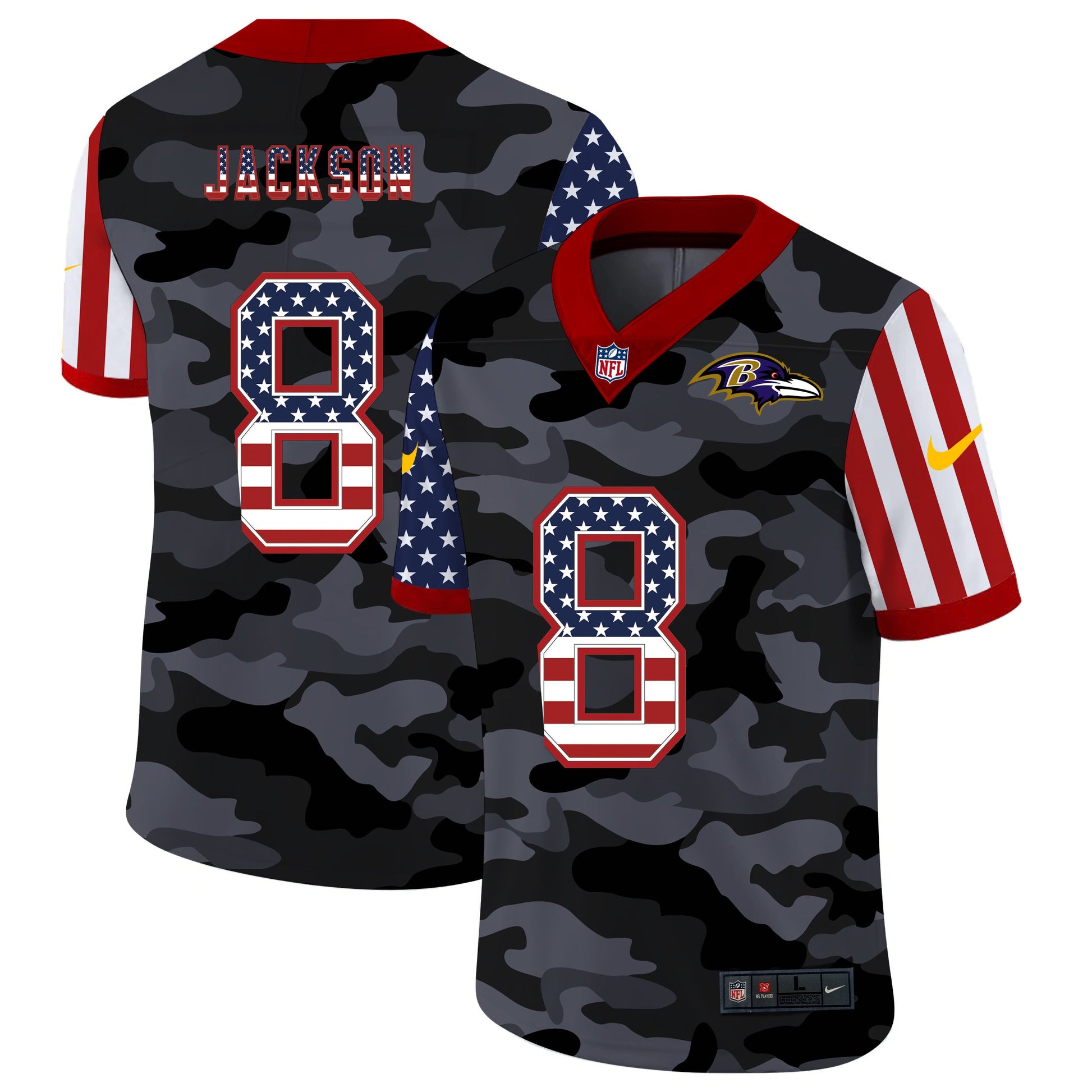 Baltimore Ravens #8 Lamar Jackson Football Jersey football jersey product view 1