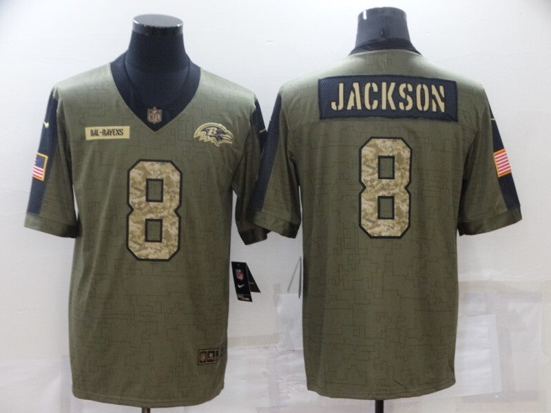 Baltimore Ravens #8 Lamar Jackson 21 Salute 998 Football Jersey football jersey product view 1