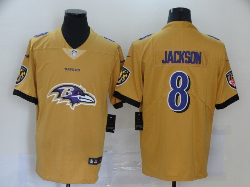 Baltimore Ravens #8 Lamar Jackson Big Logo 092 Football Jersey football jersey product view 1