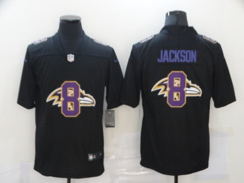 Baltimore Ravens #8 Lamar Jackson Black Shadow 782 Football Jersey football jersey product view 1