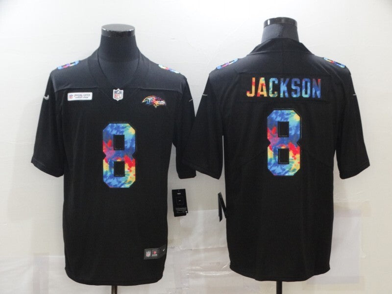 Baltimore Ravens #8 Lamar Jackson Rainbow 833 Style 2 Football Jersey football jersey product view 1