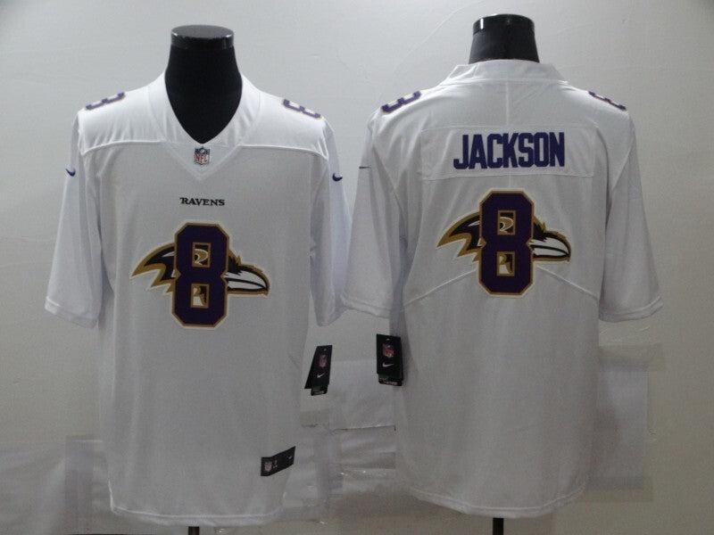 Baltimore Ravens #8 Lamar Jackson White Shadow 89 Football Jersey football jersey product view 1